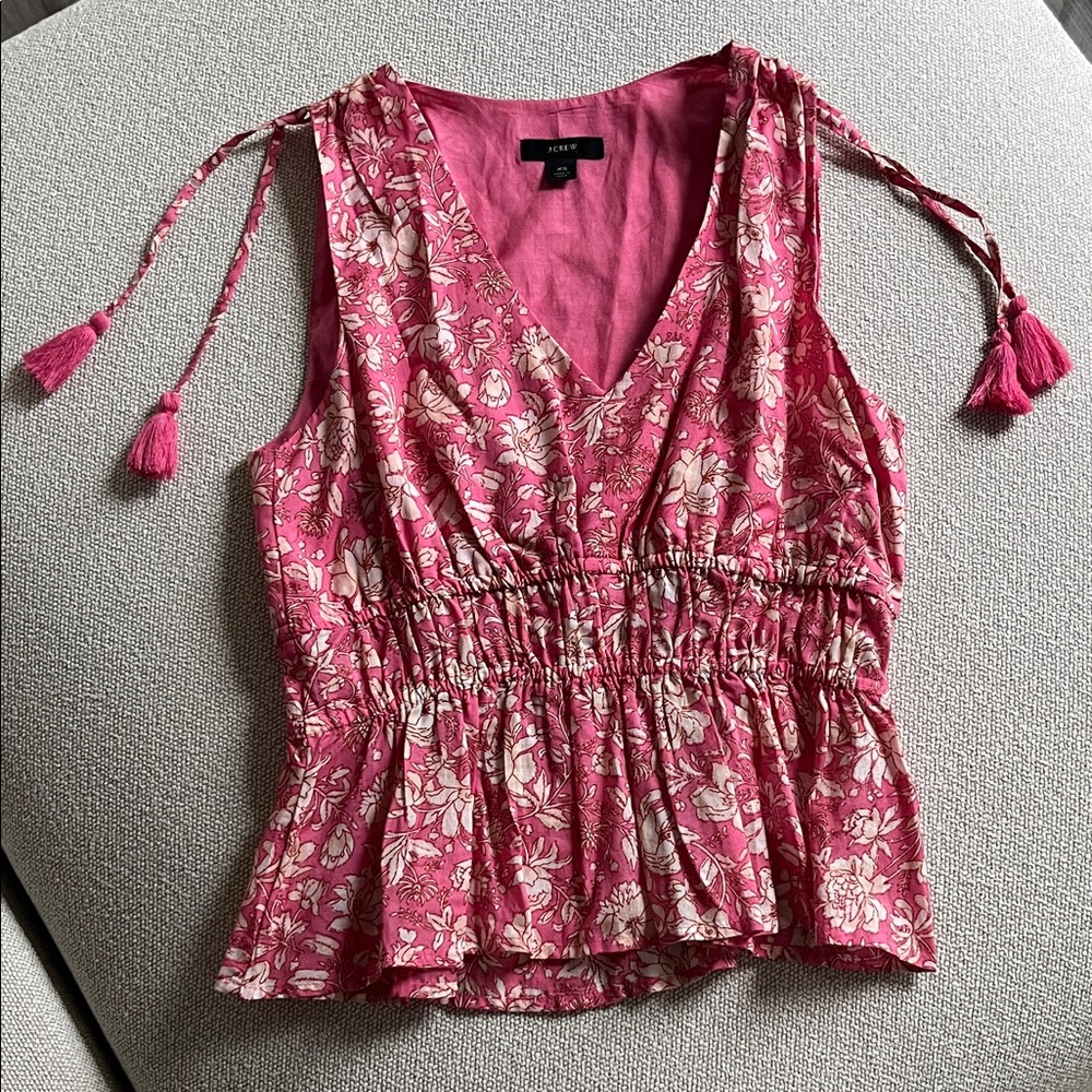 Pink Floral Sleeveless Blouse